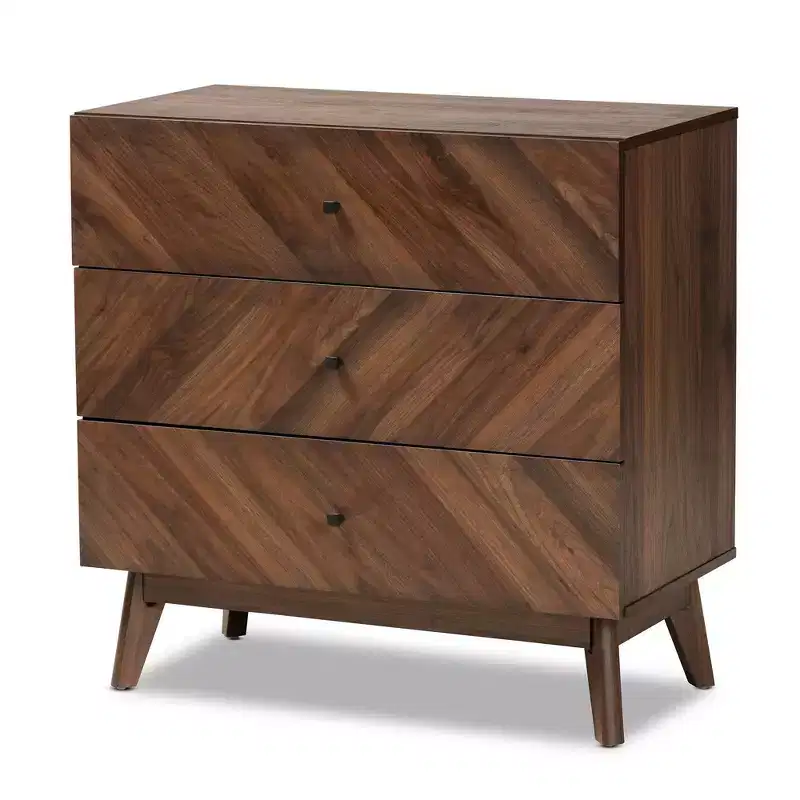Wood 3 Drawer Storage Chest Walnut Brown - Sleek Bedroom Organizer