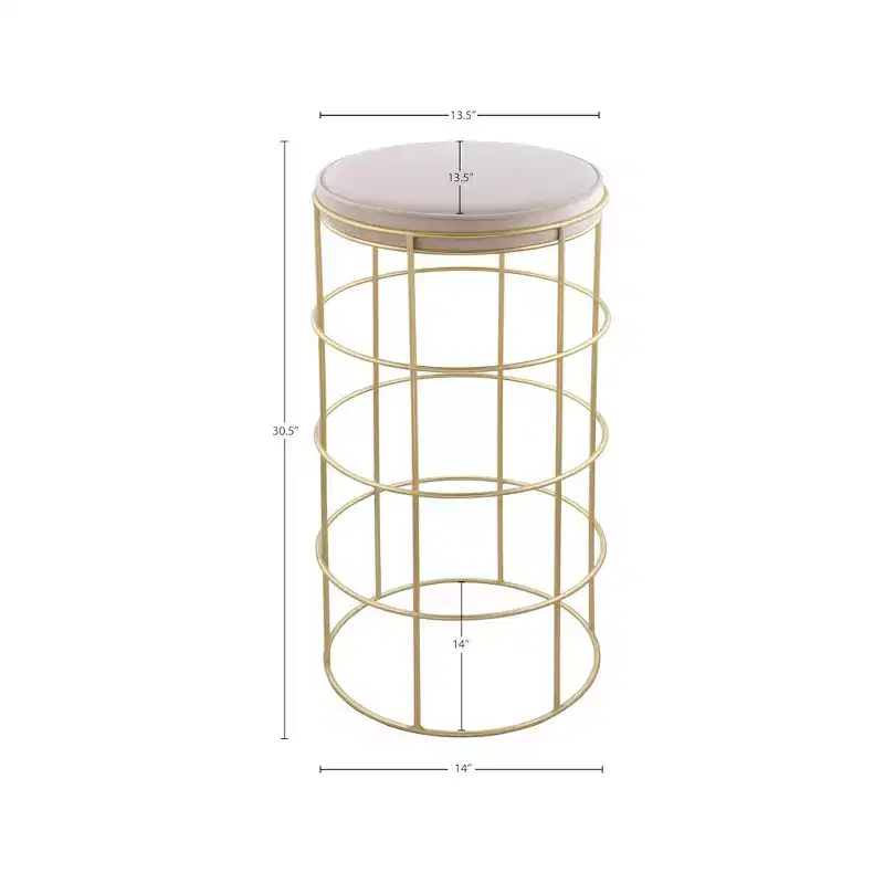 Meridian Furniture,Rebar Cream Velvet Bar Stool