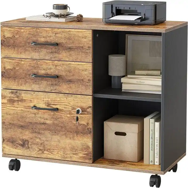 3-Drawer Mobile File Cabinet - 14.2D x 31.5W x 25.4H