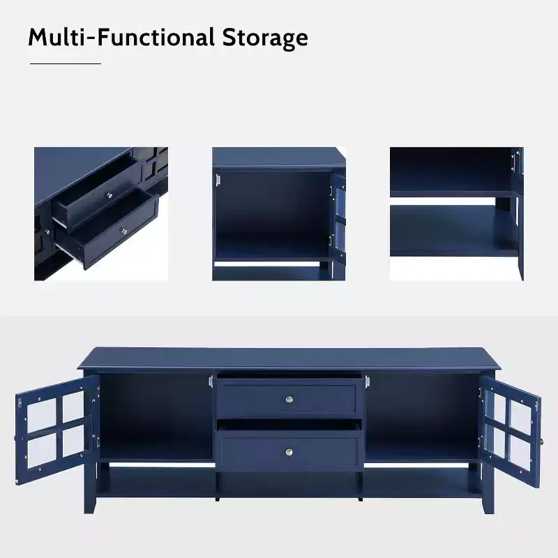 Acekool 54 TV Stand for TVs up to 60, Modern Entertainment Cabinet with Hidden Storage, Silent Magnetic Doors, Fiberboard Media Console
