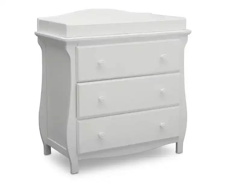 Lancaster 3 Drawer Dresser with Changing Top and Interlocking Drawers, Bianca White