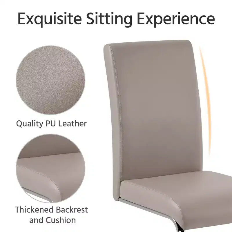 Yaheetech Set of 4 Faux Leather Dining Chairs with Metal Legs