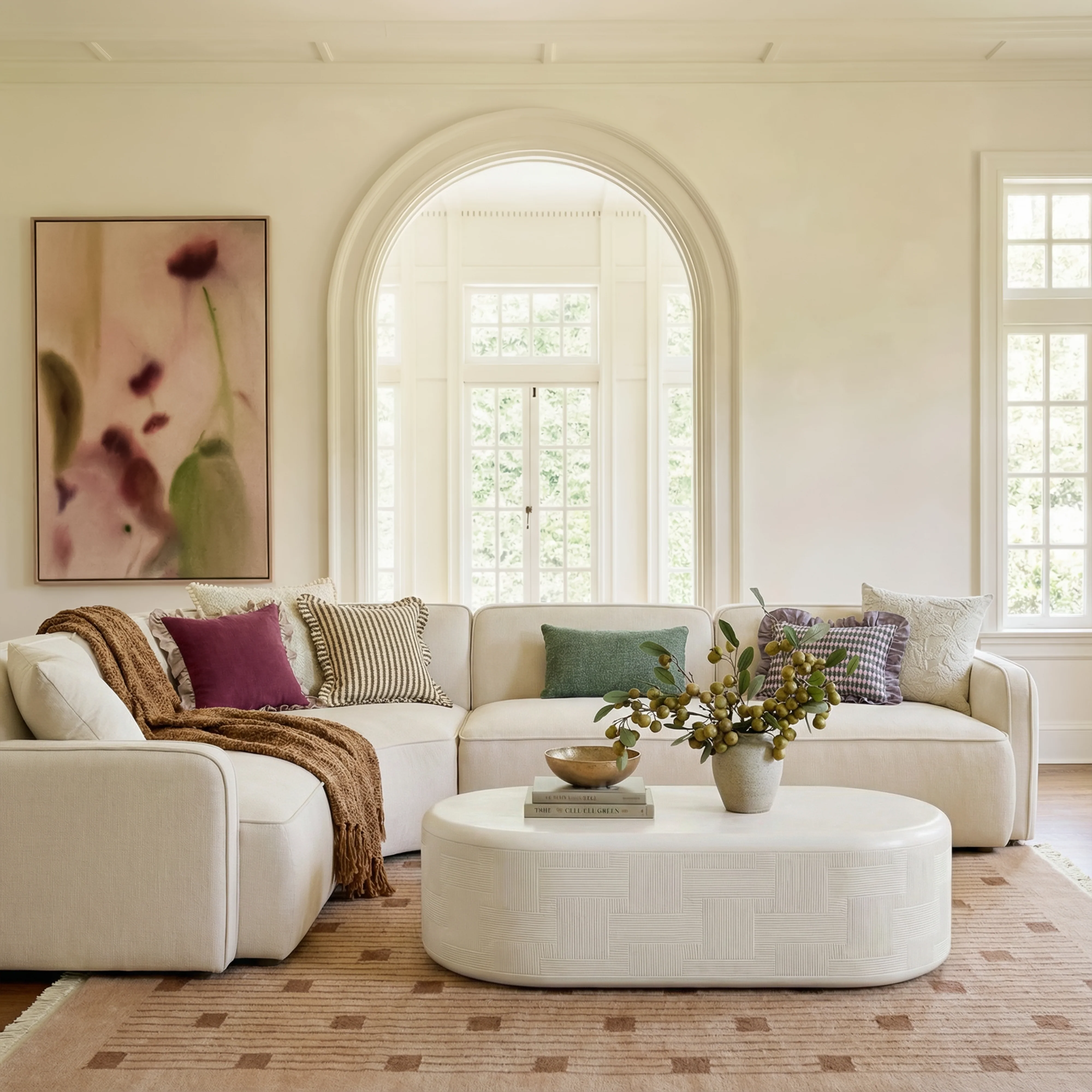 55 Indoor/Outdoor Concrete Rounded Coffee Table