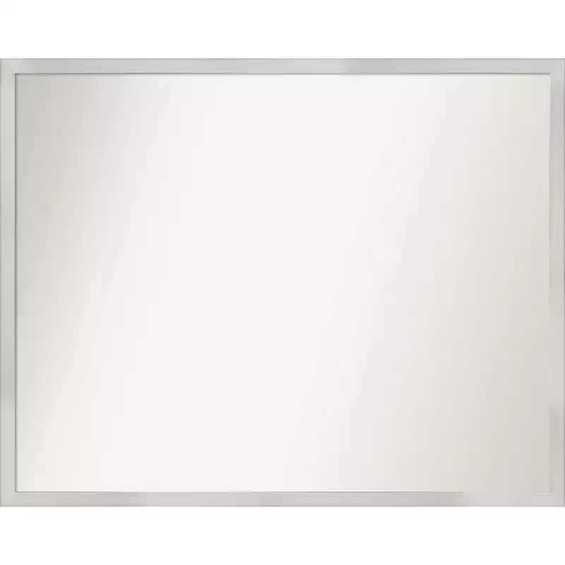 30" x 24" Non-Beveled Svelte Silver Wood Bathroom Wall Mirror - Amanti Art: Modern Rectangle, Wall Mount