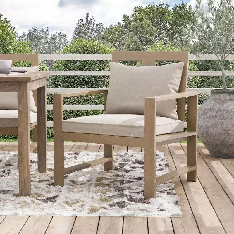 Greemotion 2pc Bordeaux Outdoor Brushed Metal Arm Patio Chair with Cushions Brown: Aluminum Frame, UV & Weather-Resistant