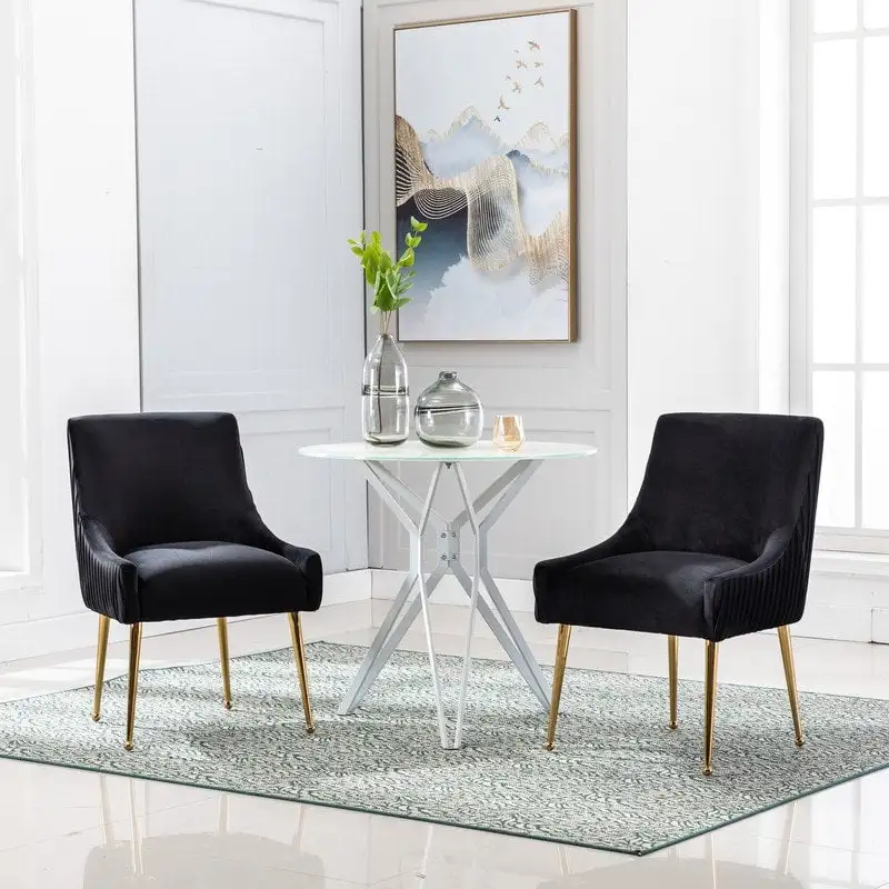 SEYNAR Mid Century Velvet Accent Dining Chair Set of 2 with Rear Handle