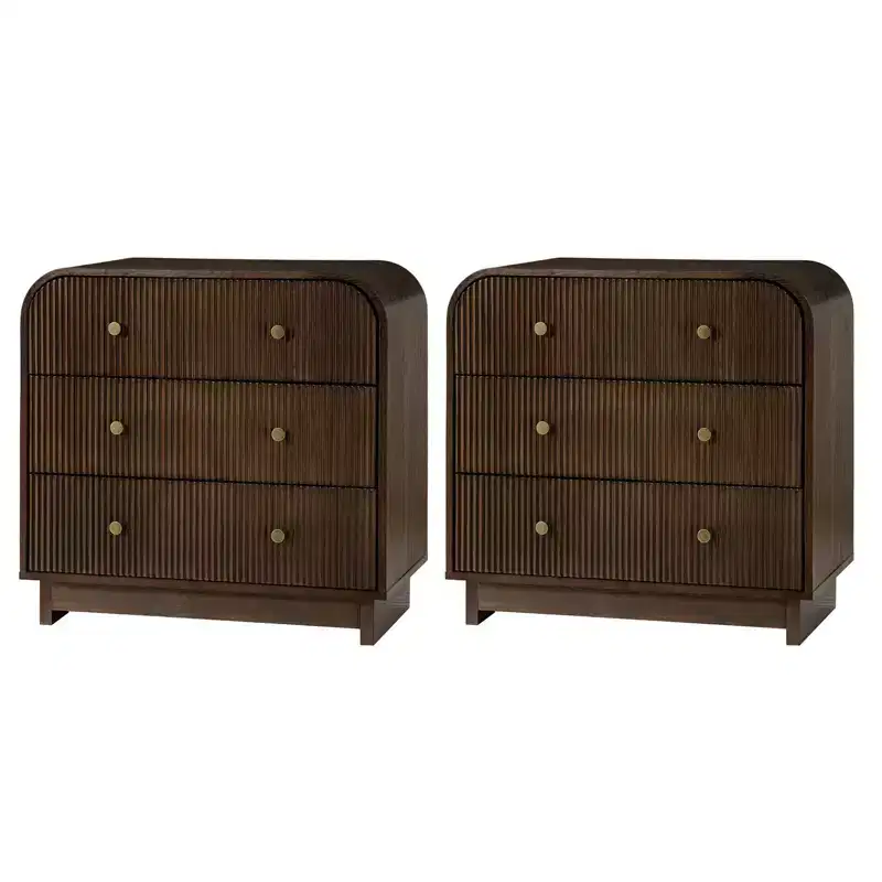 Ernest 27 Tall 3-Drawer End Tbale Set of 2 |Hulala Home-WALNUT