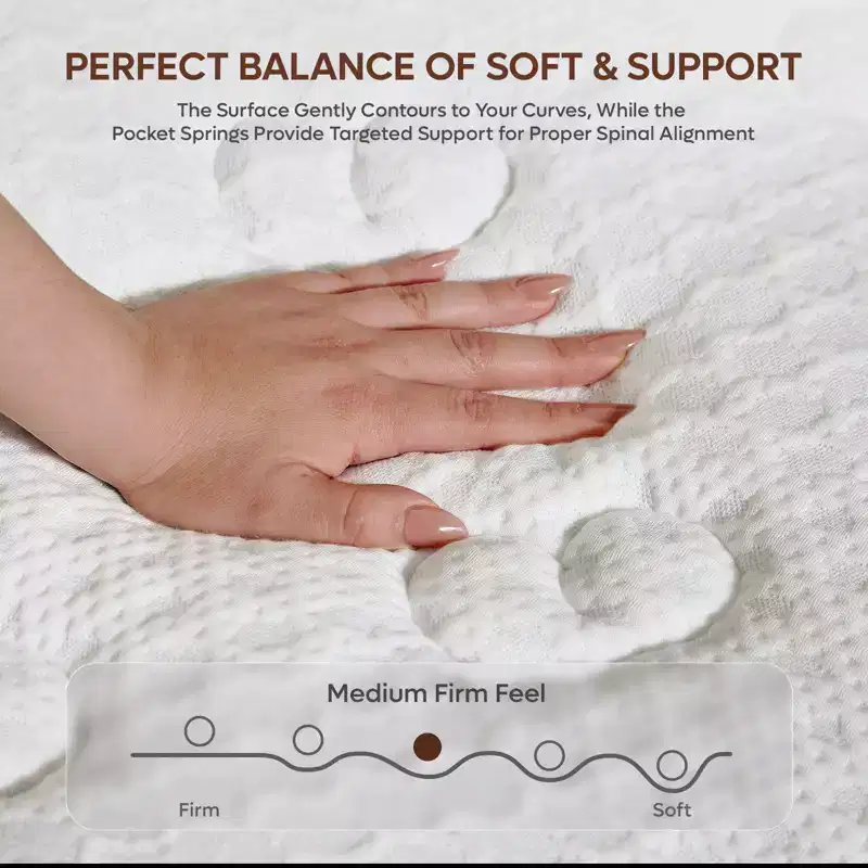 12 inch Full Size Tencel Medium Hybrid Mattress, Plush Layer and Cooling Gel Memory Foam Mattress in a Box