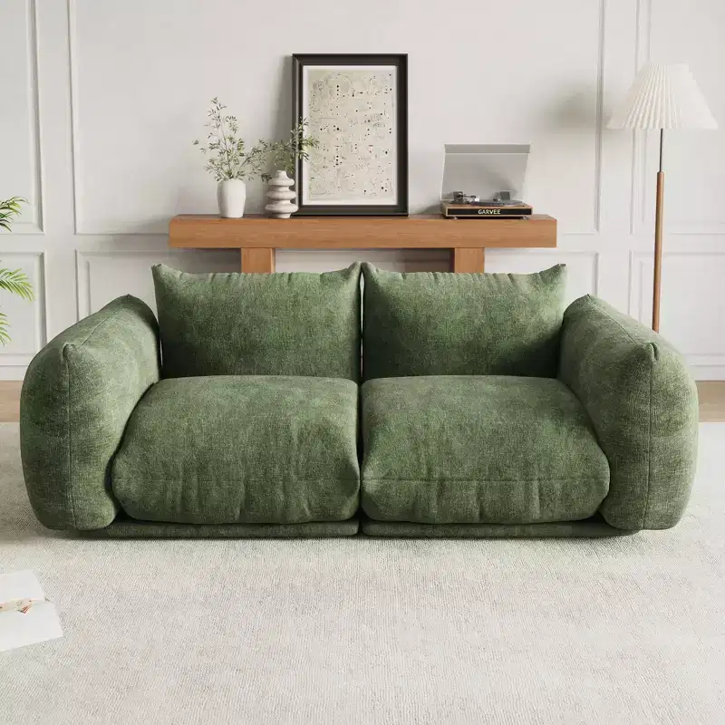 Chenille Fabric Modular Love Seat Sofa, 2-Seater Cloud Couch with High Resilience Cushioning, Boneless Design for Apartments & Living Rooms