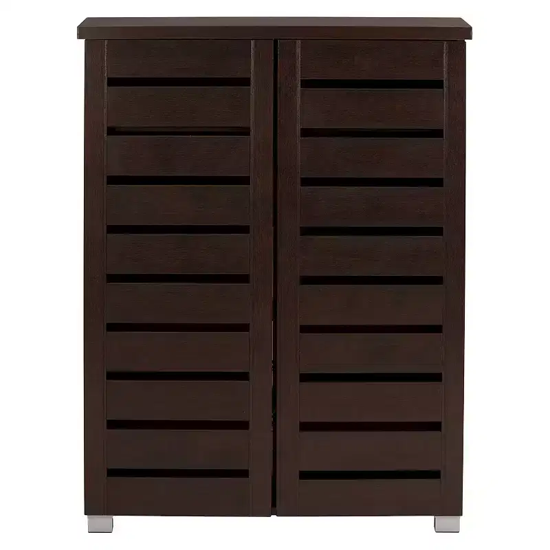 Adalwin Modern and Contemporary 2-Door Wooden Entryway Shoes Storage Cabinet: Holds 15 Pairs, PVC Legs - Baxton Studio