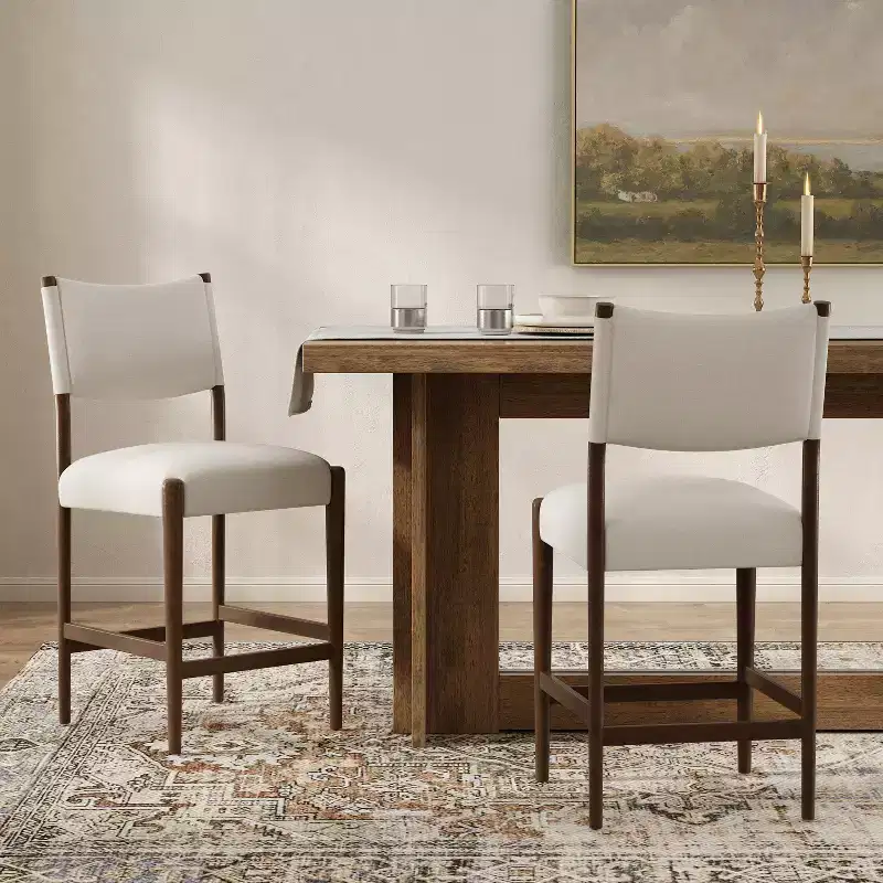 GDFStudio Dallas Modern Rubberwood Upholstered Barstools (Set of 2)