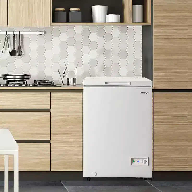 Costway 3.5 Cubic Feet Chest Freezer w/Removable Storage Basket Deep Freezer