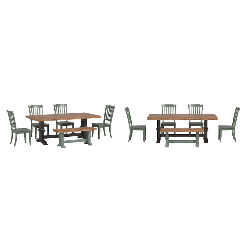 Ronda 78 Rectangular Solid Wood Top Dining Set with Spindle Back Chairs