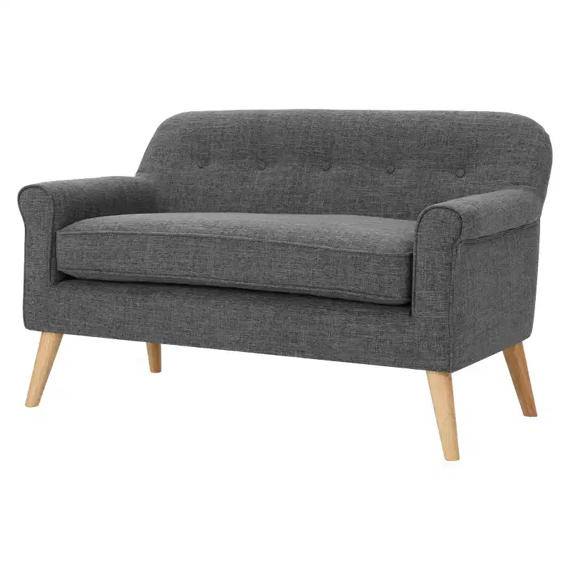 Mid-Century Modern Loveseat with Soft Fabric Upholstery