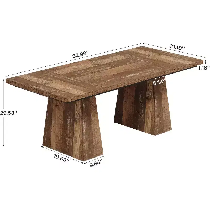 Lantine 63-Inch Executive Desk, Large Office Computer Desk with Double Pedestal, Modern Writing Table for Home Office, Espresso Brown