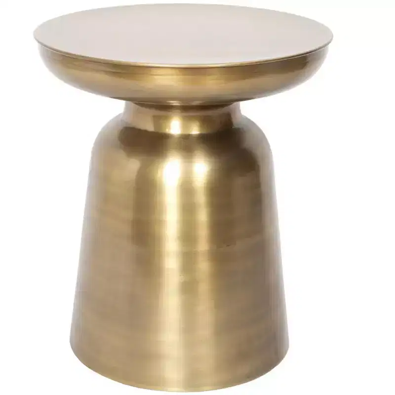 HomeRoots 19 Gold Iron Round End Table