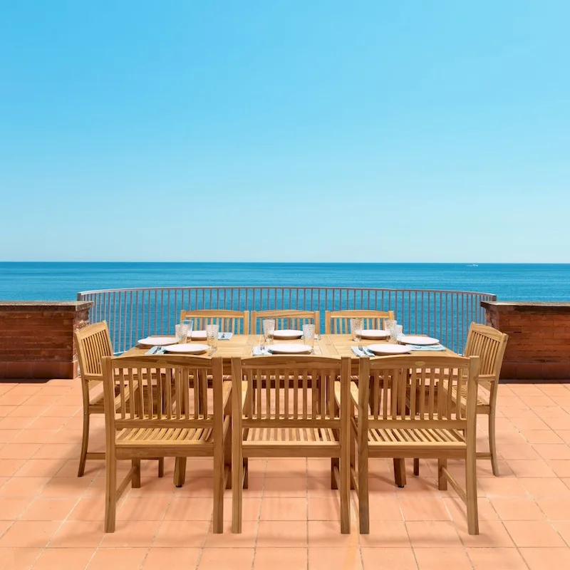 Santorini Grade A Teak 9pc Patio Dining Set