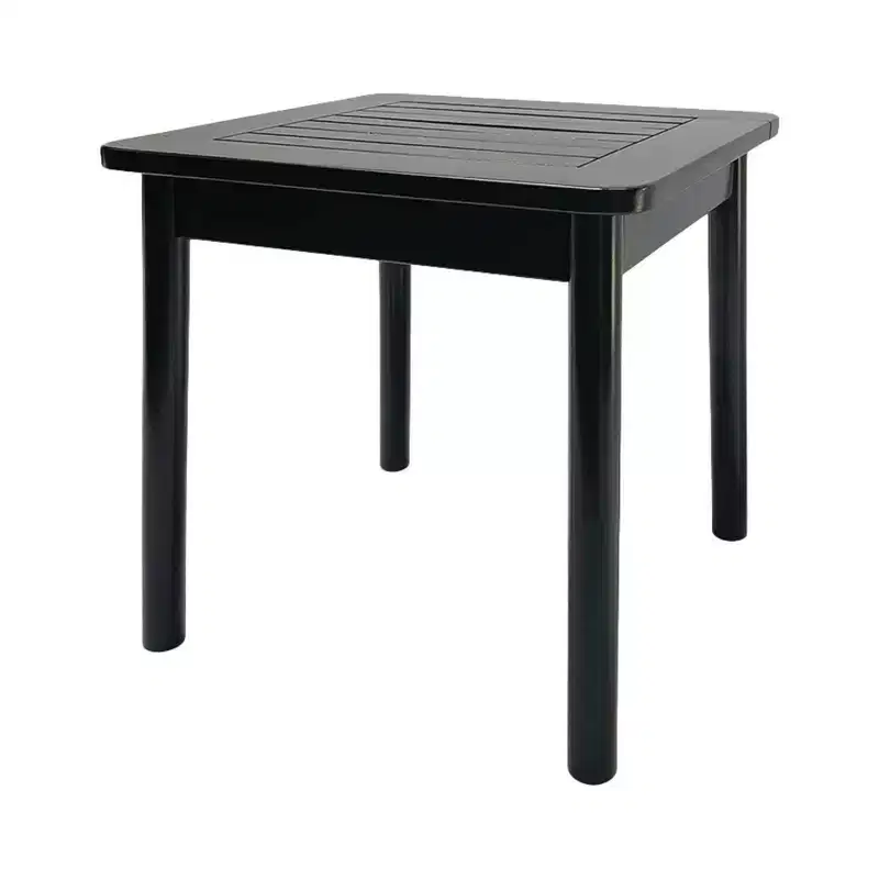 Jack Post Farmhouse Indoor and Outdoor Hardwood Square Adirondack Dining Accent Side End Table for Patio, Pool, and Porch, Black