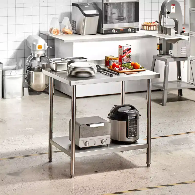 VEVOR 24 x 36 x 36 Inch Stainless Steel Work Table, Commercial Food Prep Worktable Heavy Duty Prep Worktable, Metal Work Table