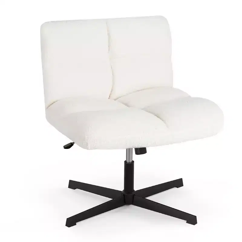 Armless Office Desk Chair Swivel Vanity Chair with Adjustable Height Grey/Brown/Beige