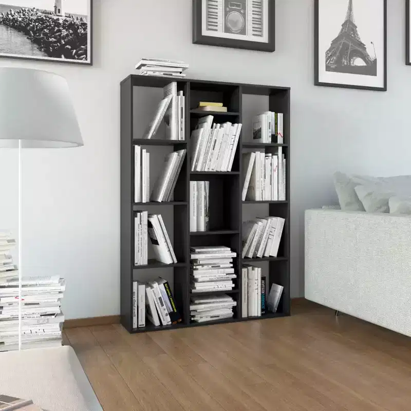 vidaXL Room Divider/Book Cabinet Black 39.4x9.4x55.1 Engineered Wood