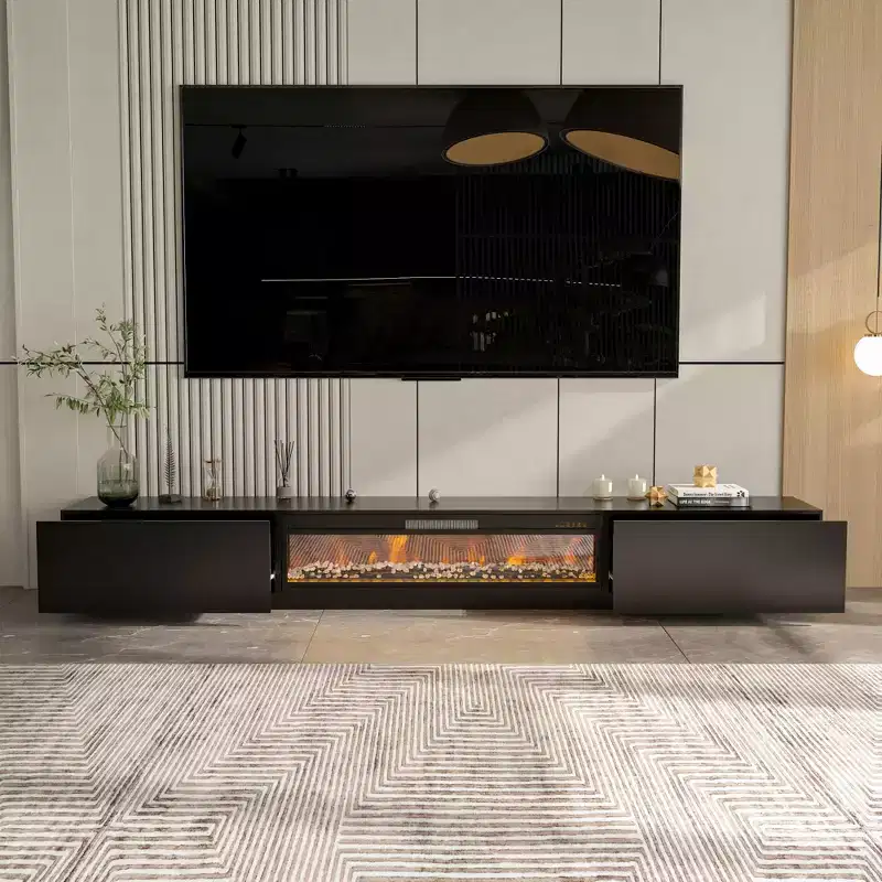 Famapy Modern Minimalist TV Stand Entertainment Center Media Console with Drawers and Open Shelving