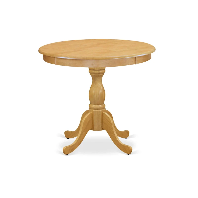 Round Wood Dining Table with Pedestal Base, 36x36 Inch (Multiple Finish Options)