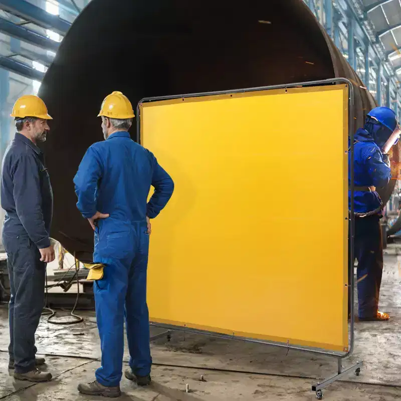 VEVOR Welding Screen with Frame, 6' x 6' Welding Curtain Screen, Flame-Resistant Vinyl Welding Protection Screen on 4 Swivel Wheel, Yellow