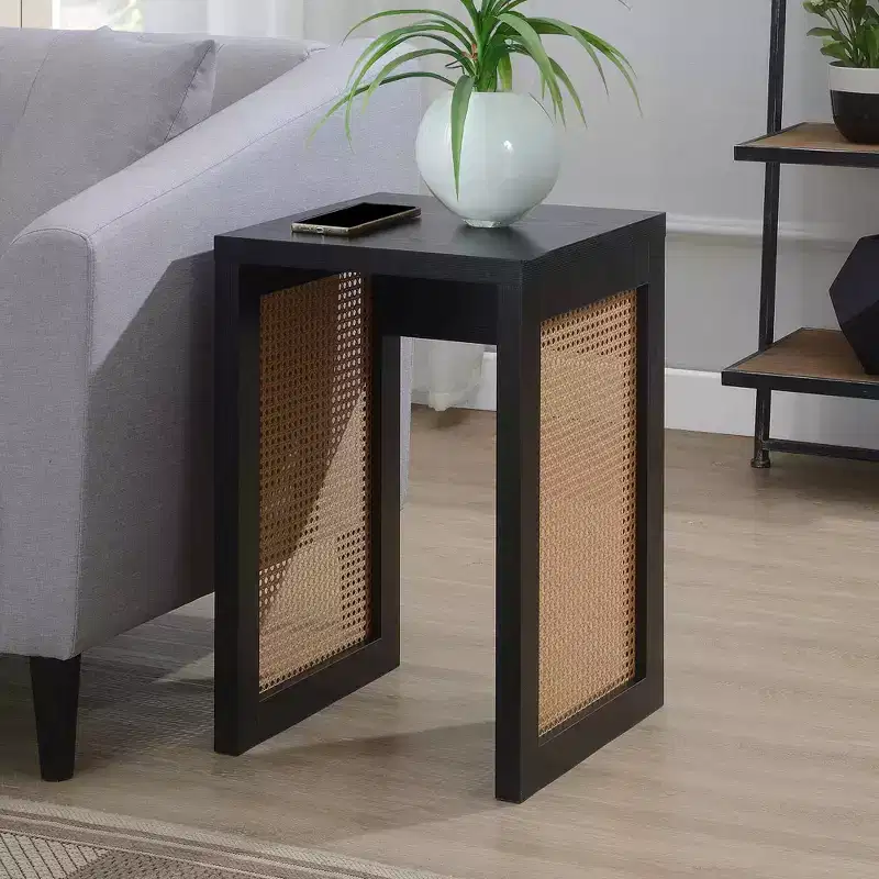Breighton Home Northfield Weave End Table in Black/Beige Barley