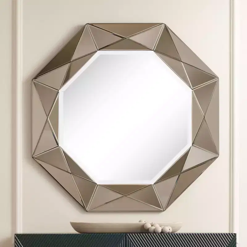 Possini Euro Design Possini Euro Aubrey 33 x 33 Champagne Beveled Wall Mirror