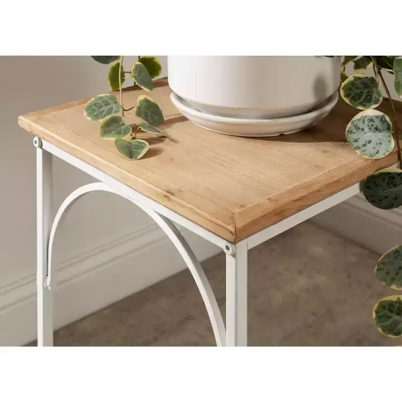 Square MDF Tea Table 12x12x26 Rustic Brown and White