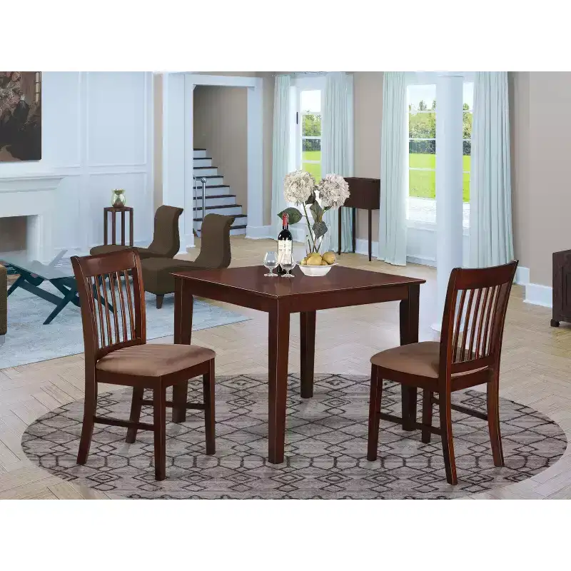 HomeStock OXNO5 MAH W 5 Piece Dining Set Square Table 4 Kitchen Chairs Mahogany