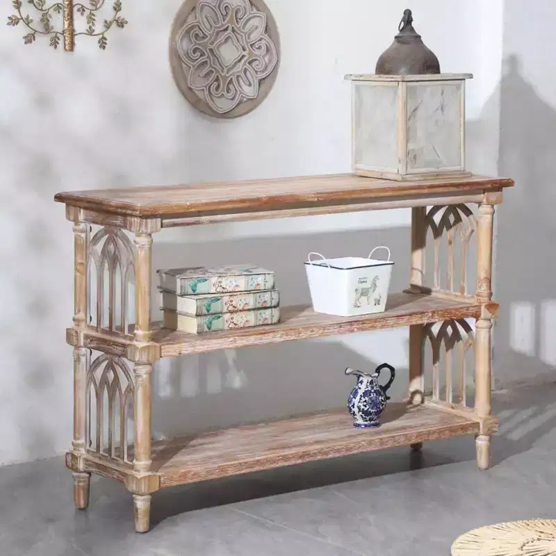GDFStudio Arthur Gothic Rustic 3-Tier Console Table