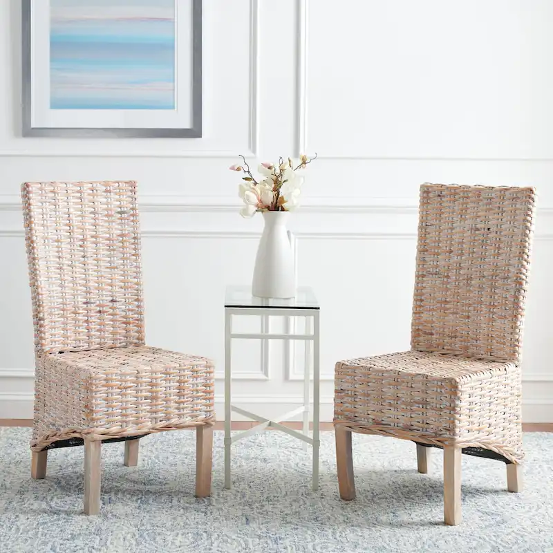 SAFAVIEH Pembrooke Natural Wicker Dining Chair (Set of 2) - 19 W x 22 D x 41 H