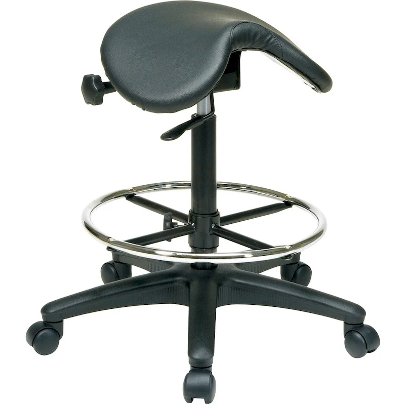 Backless Ergonomic Drafting Saddle Stool | Adjustable Height & Foot Ring