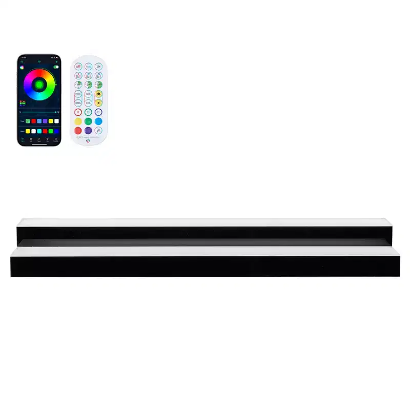 LED Lighted Liquor Bottle Display, 2Tiers 40in, Supports USB, Acrylic Illuminated Home Bar Shelf Display with RF Remote&App Control,Black+White