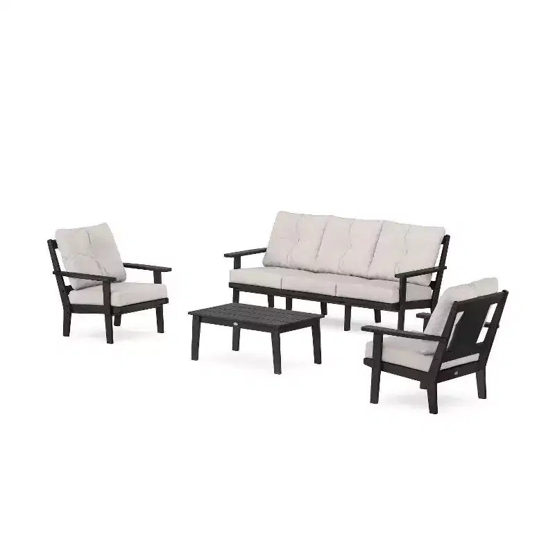 POLYWOOD 4pc Prairie Deep Seating with Sofa Outdoor Patio Conversation Set