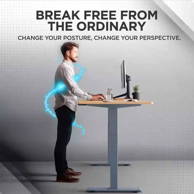 48"x30" Electric Standing Desk with Adjustability ( 26.1"-51.6") Natural Bamboo Gray - Uncaged Ergonomics