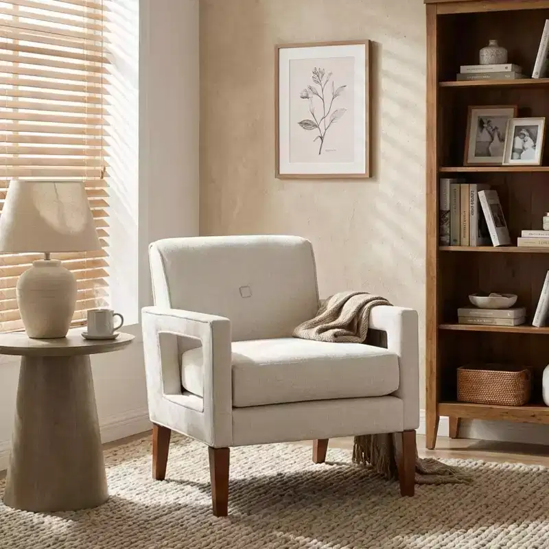 GDFStudio Mason Modern Chenille Upholstered Armchair with Removable Cushion