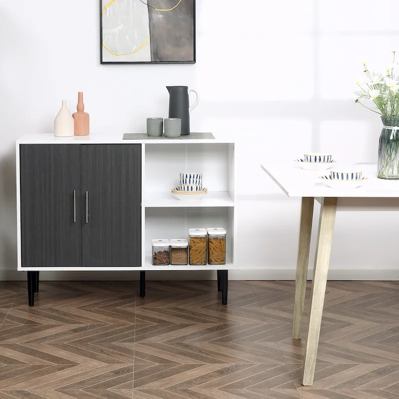 Buffet Cabinet with Adjustable Shelf - Free Standing, Grey