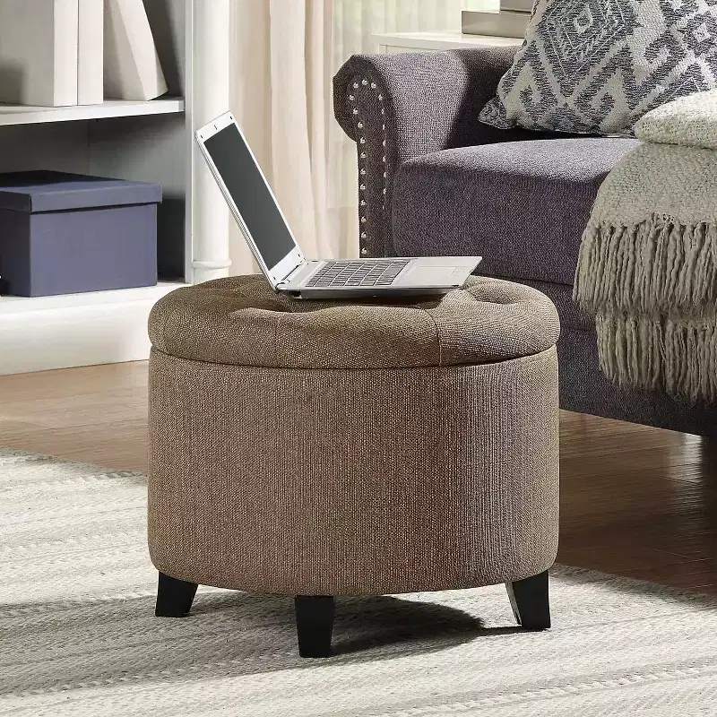 HomeStock Comfort Round Storage Ottoman