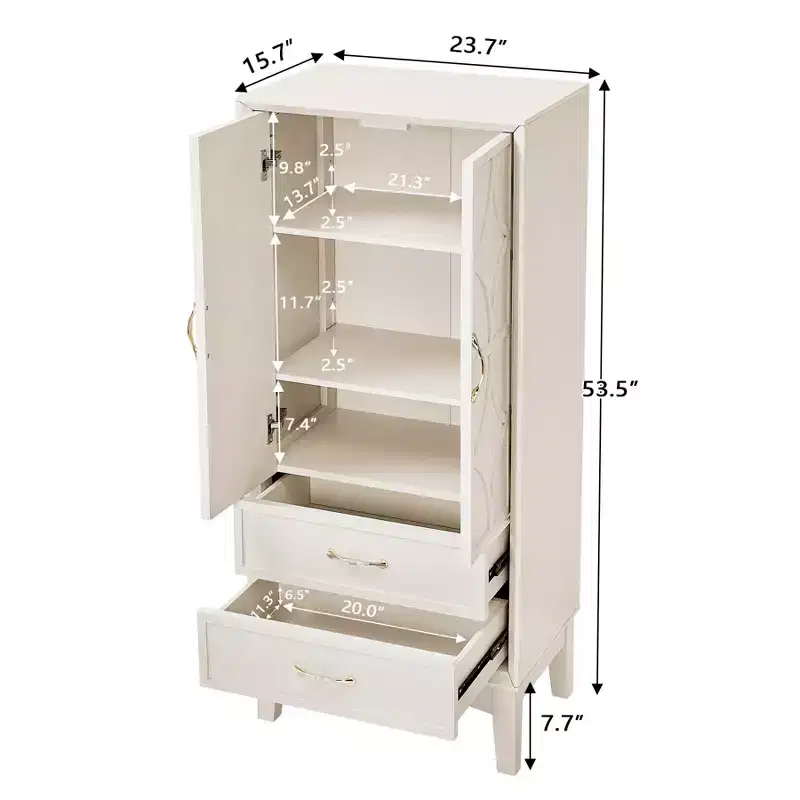 53.5in Tall Kitchen Pantry Storage Cabinet, Modern Sideboard Buffet Cabinet with Drawers for Entryway Hallway Living Room Kitchen