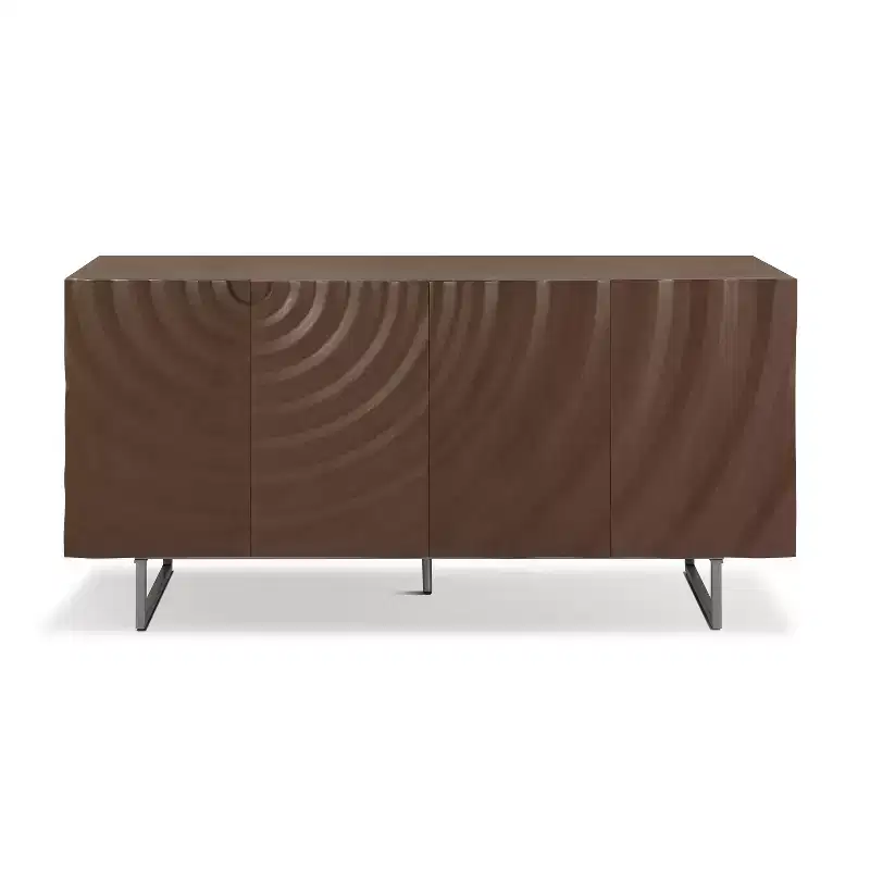 Christopher Knight Home Cheryiie 60'' Modern Wood and Metal Sideboard with Four Water-Drop Corrugated Doors