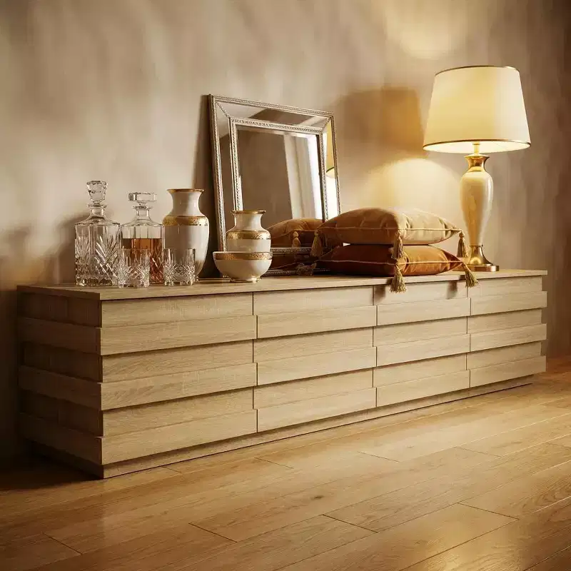78.7 TV Stand with Decorative Strips, Media Console with Spacious Top & 4 Drawers, Minimalist Entertainment Center for TVs Up to 75