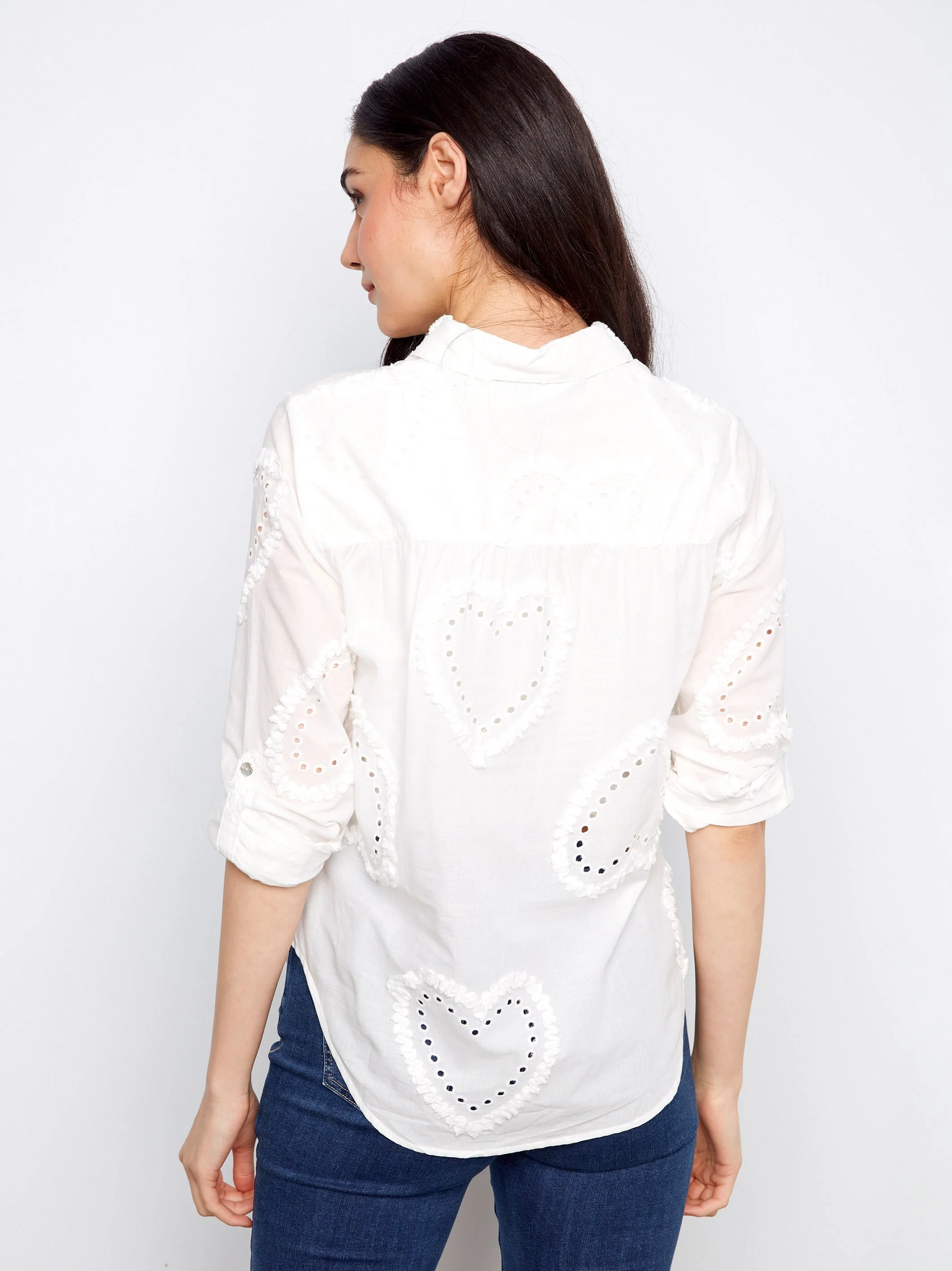 Textured Cotton Button-Down Shirt - White