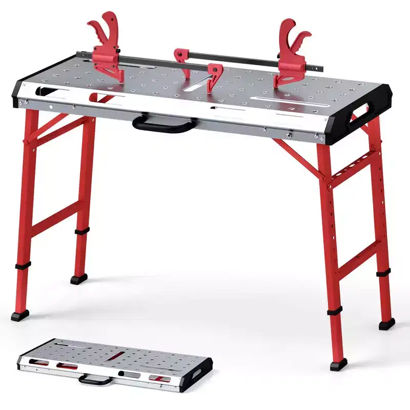 Costway Welding Table 42 x 21 with Adjustable Height 2 Bar Clamps and Carrying Handle