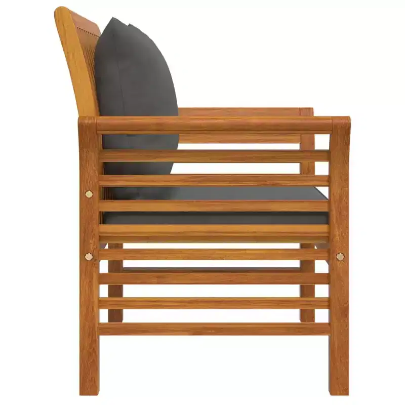 vidaXL Sofa Chair Set of 2 Dark Grey Solid acacia wood Standard
