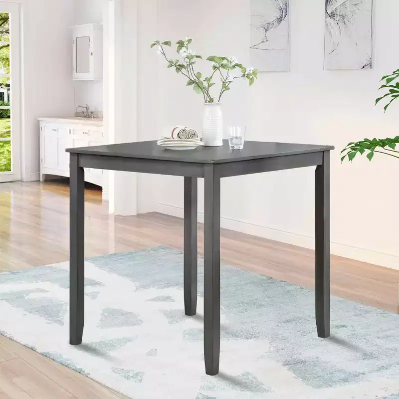 Wooden Square Counter Height Dining Table, Gray Kitchen Table for Small Space Only The Table