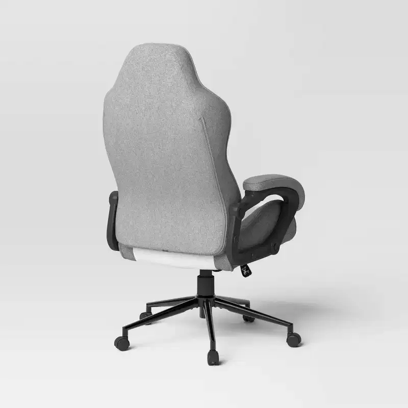 Swivel Gaming Chair Gray Upholstered Computer Desk Chair Adjustable Fixed Arms
