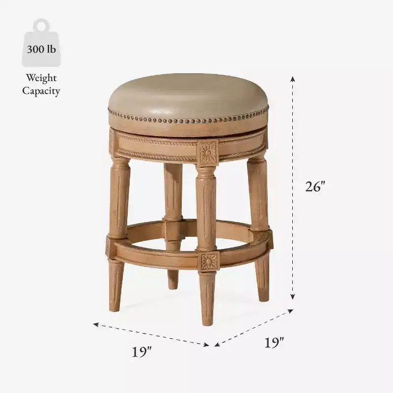 Maven Lane 26 Pullman Backless Swivel Counter Height Bar Stools with Faux Leather